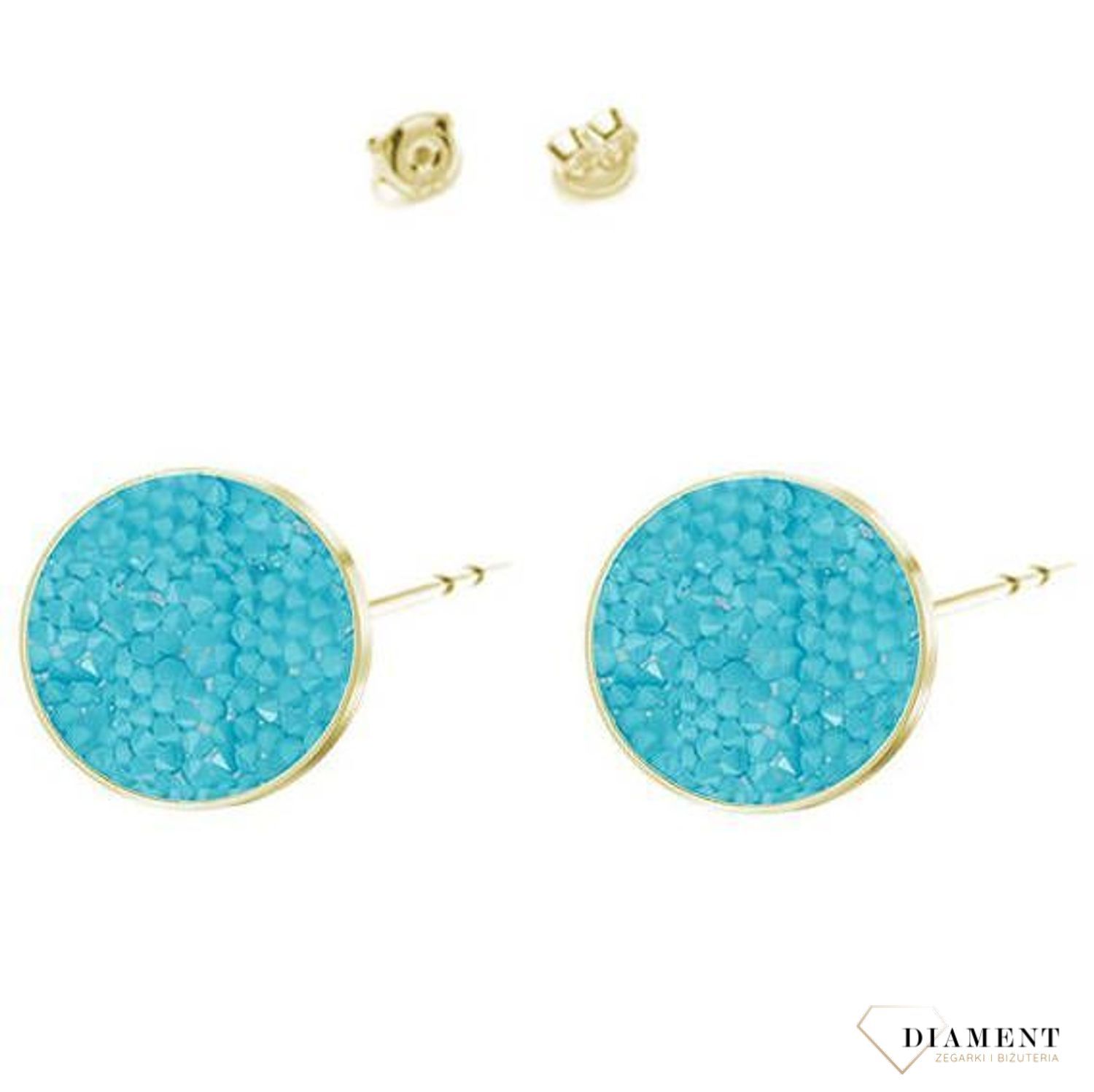 Srebrne kolczyki pozłacane z kryształami Swarovskiego Morski kolor DIA-KLC-KR684-3 267G.jpg